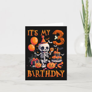 Kids Boo It's My 3rd Birthday Halloween Skeleton 3 Card