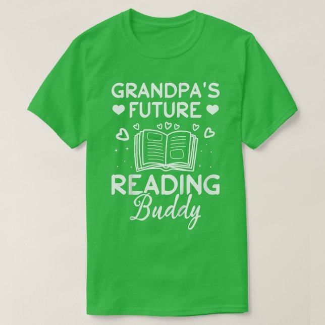 Kids Book Lover Child Grandpa's Future Reading Bud T-Shirt (Design Front)