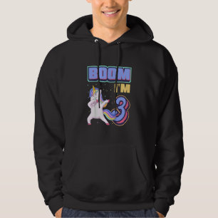 Kids Boom I'm 3 Magical Dabbing Unicorn Dab 3rd Bi Hoodie