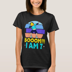 Kids Boom I'm 7 Dabbing 7th Birthday Seven Years T-Shirt