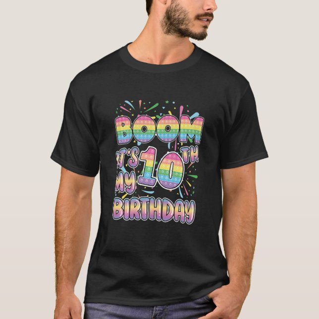 Kids  Boom It's My 10th Birthday Popper Number Pop T-Shirt (Front)