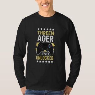 Kids Booom Threenager Level Unlocked Birthday 3 Ye T-Shirt