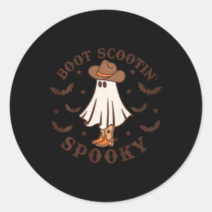 Kids Boot Scootin Spooky Western Halloween Retro F Classic Round Sticker