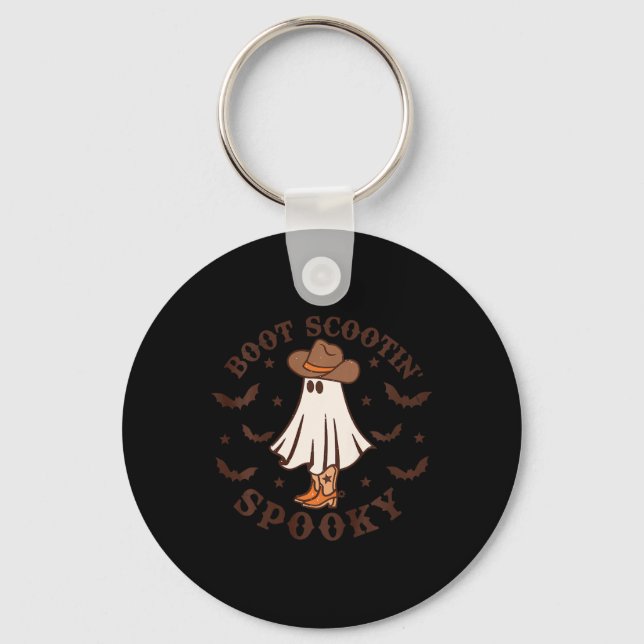 Kids Boot Scootin Spooky Western Halloween Retro F Key Ring (Front)