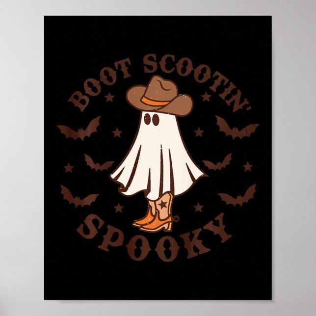Kids Boot Scootin Spooky Western Halloween Retro F Poster (Front)