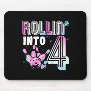 Kids Bowler Rollin’ Into 4 Bowling 4th Birthday Ki Mouse Pad