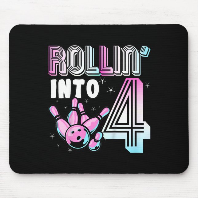 Kids Bowler Rollin’ Into 4 Bowling 4th Birthday Ki Mouse Pad (Front)
