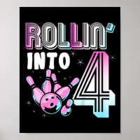 Kids Bowler Rollin’ Into 4 Bowling 4th Birthday Ki