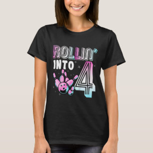 Kids Bowler Rollin’ Into 4 Bowling 4th Birthday Ki T-Shirt