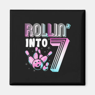 Kids Bowler Rollin’ Into 7 Bowling 7th Birthday Ki Magnet