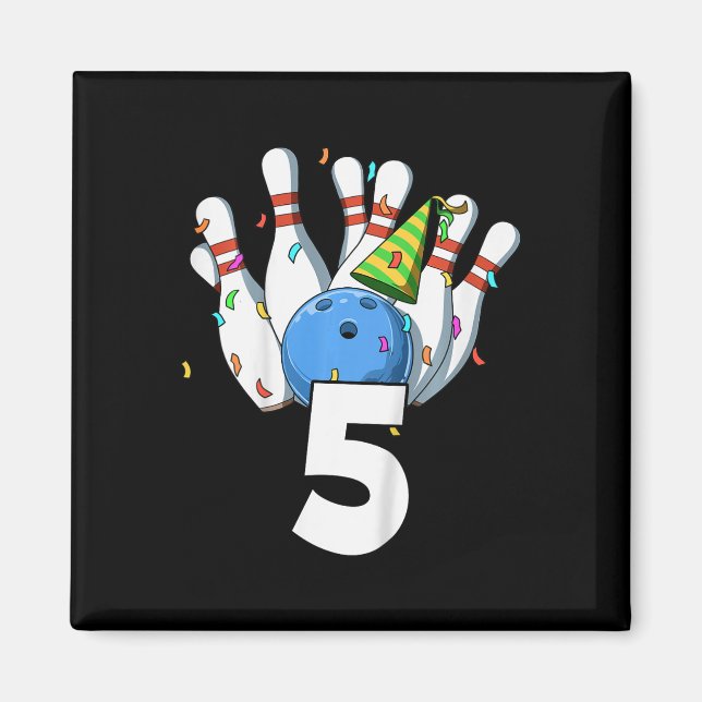 Kids Bowling Birthday 5 Bowling Theme 5th Birthday Magnet (Front)