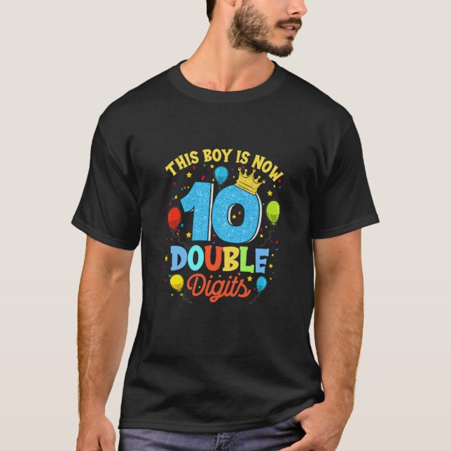 Kids Boy 10 Years Old Double Digit 10Th Birthday B T-Shirt (Front)