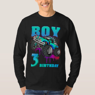 Kids Boy 3rd Birthday Monster Truck 3 Year Old Bir T-Shirt
