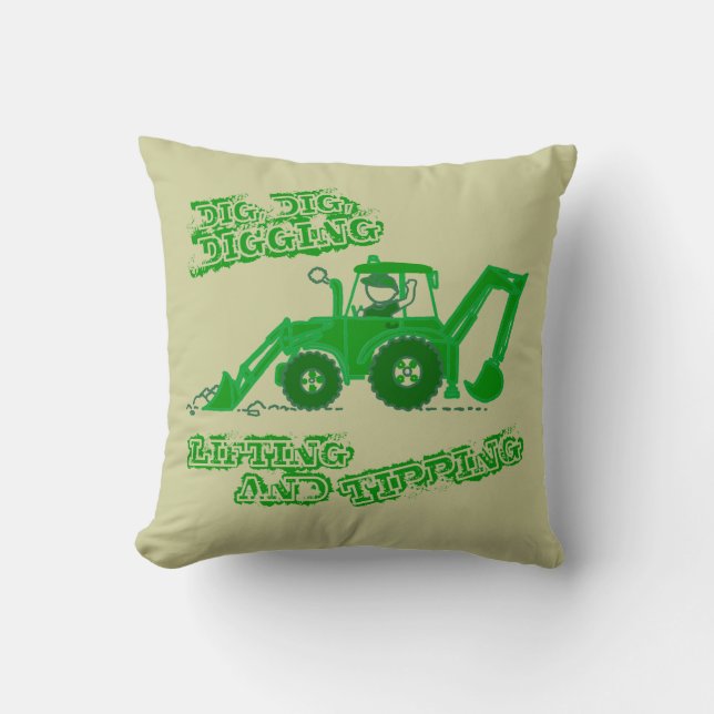 Kids boy digger green pillow (Front)