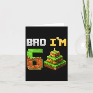 Kids Boy Its My 6th Birthday Bro Game Pixel 6 Year Card