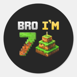 Kids Boy Its My 7th Birthday Bro Game Pixel 7 Year Classic Round Sticker