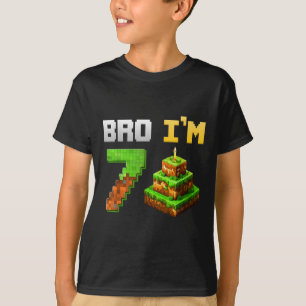 Kids Boy Its My 7th Birthday Bro Game Pixel 7 Year T-Shirt