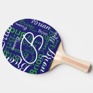 Kids Boy Name Cool Typography Blue Ping Pong Paddle
