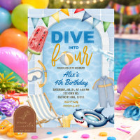 Kid's Boy Pool party Dive into FOUR Birthday
