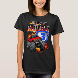 Kids Boys 2nd Birthday Monster Truck Birthday 2 ye T-Shirt