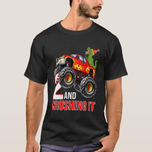 Kids Boys 2nd Birthday Monster Truck Birthday 2 ye T-Shirt
