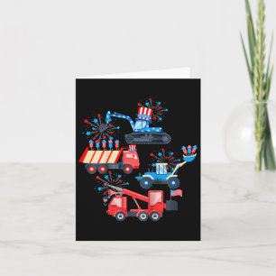 Kids Boys 4th Of July Crane Truck Construction Veh Card