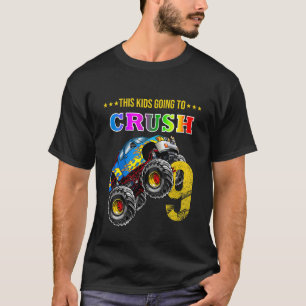 Kids Boys 9th Birthday Monster Truck Birthday Crus T-Shirt