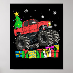 Kids Boys Christmas Monster Truck Kids Merry Chris Poster