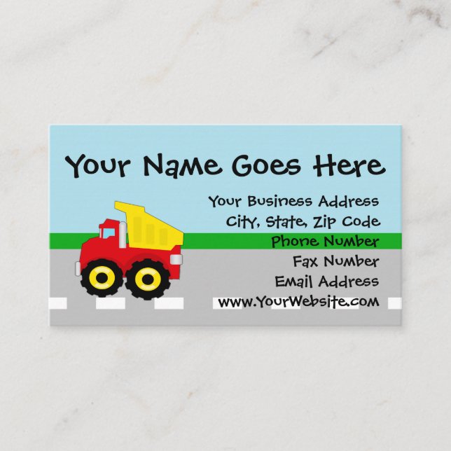 Kids Boys Construction Dumptruck Business Card (Front)
