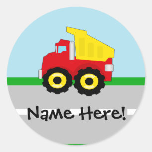 Kids Boys Construction Dumptruck Classic Round Sticker