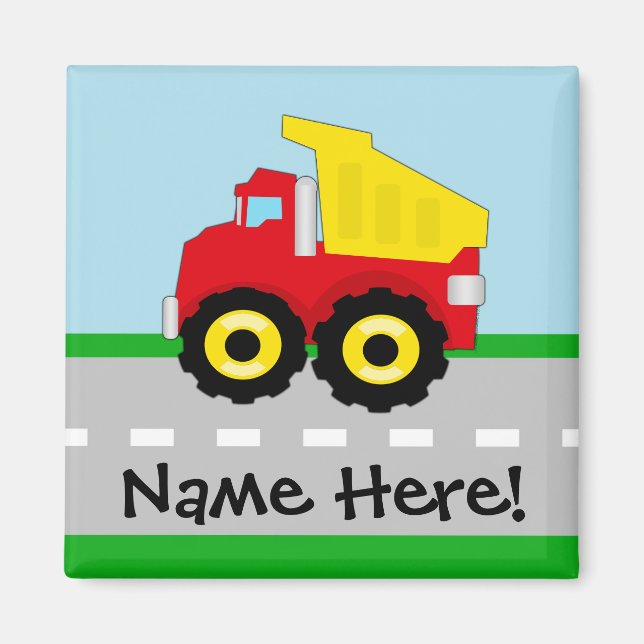 Kids Boys Construction Dumptruck Magnet (Front)