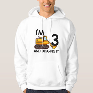 Kids Boys Construction Themed birthday I'm 3 and d Hoodie