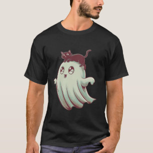 Kids Boys Girls Cute Ghost Kawaii Cat Kitten Hallo T-Shirt