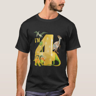 Kids Boys Girls Dinosaur Fourth 4th Birthday 4 Yea T-Shirt