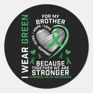 Kids Boys Girls Green Gifts Brother Cerebral Palsy Classic Round Sticker