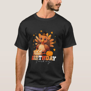 Kids Boys Girls Happy Thanksgiving Birthday Turkey T-Shirt