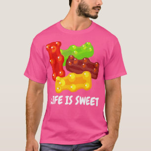 Kids Boys Girls Life Is Sweet Gummy Bear Candy Gum T-Shirt
