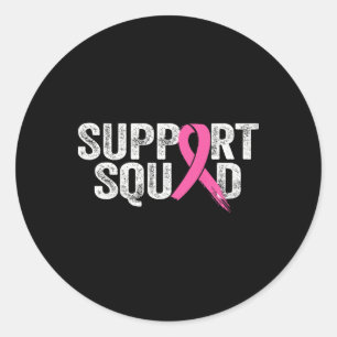 Kids Boys Girls Support Squad Breast Cancer Awaren Classic Round Sticker
