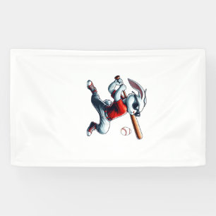 Kids Boys Happy Easter Bunny Playing Baseball East Banner