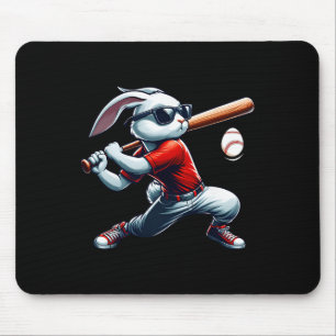 Kids Boys Happy Easter Bunny Playing Baseball East Mouse Pad