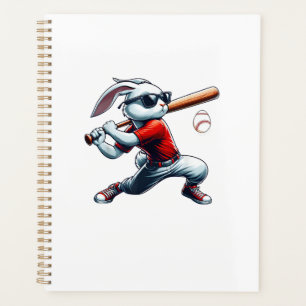 Kids Boys Happy Easter Bunny Playing Baseball East Planner
