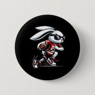 Kids Boys Happy Easter Bunny Playing Football East 6 Cm Round Badge