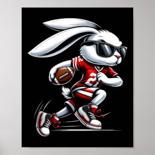 Kids Boys Happy Easter Bunny Playing Football East Poster