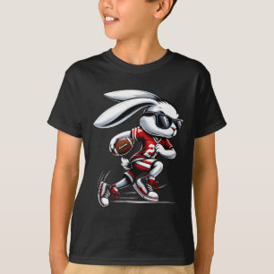 Kids Boys Happy Easter Bunny Playing Football East T-Shirt
