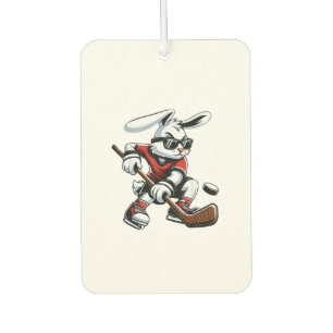 Kids Boys Happy Easter Bunny Playing Hockey Easter Car Air Freshener
