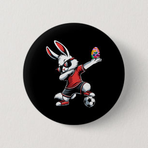 Kids Boys Happy Easter Bunny With Soccer Easter Sp 6 Cm Round Badge