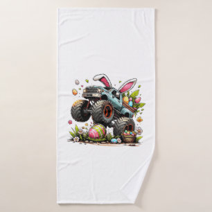 Kids Boys Happy Easter Day Bunny Monster Truck Egg Bath Towel