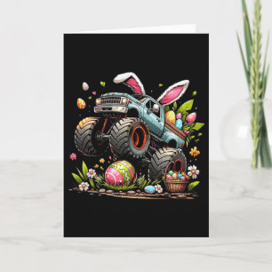 Kids Boys Happy Easter Day Bunny Monster Truck Egg Card