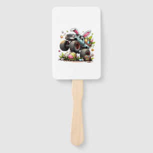 Kids Boys Happy Easter Day Bunny Monster Truck Egg Hand Fan