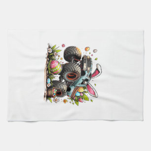 Kids Boys Happy Easter Day Bunny Monster Truck Egg Tea Towel